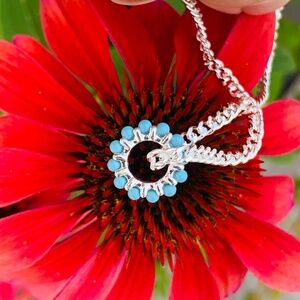 TOUS Silver Turquoise Pills Mini Charm Ring Loop Pendant